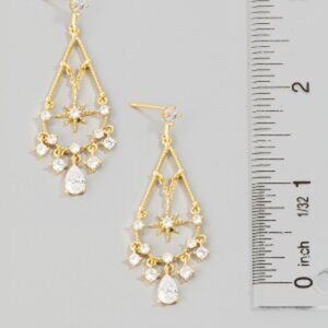 Pave Star Teardrop Dangle Earrings
